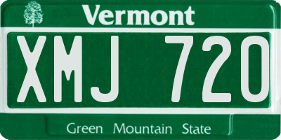 VT license plate XMJ720