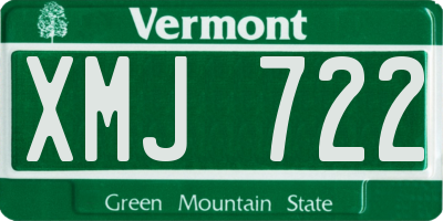 VT license plate XMJ722
