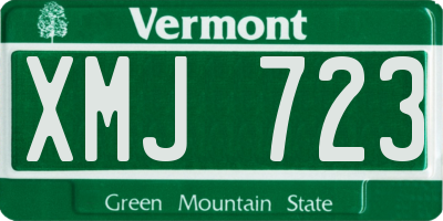 VT license plate XMJ723
