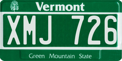 VT license plate XMJ726