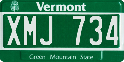 VT license plate XMJ734