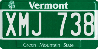 VT license plate XMJ738
