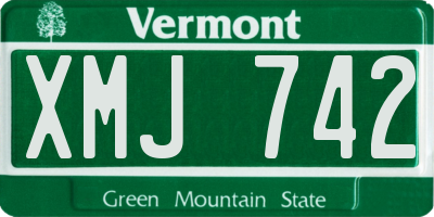 VT license plate XMJ742