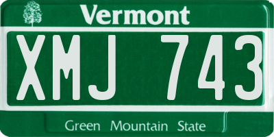 VT license plate XMJ743