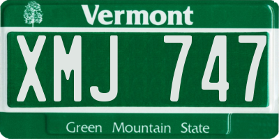 VT license plate XMJ747