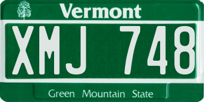 VT license plate XMJ748