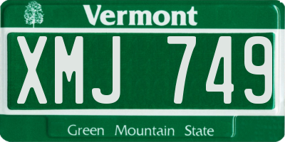 VT license plate XMJ749