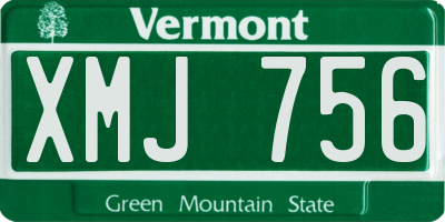 VT license plate XMJ756