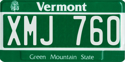 VT license plate XMJ760