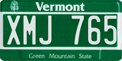 VT license plate XMJ765