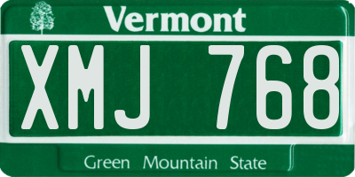 VT license plate XMJ768