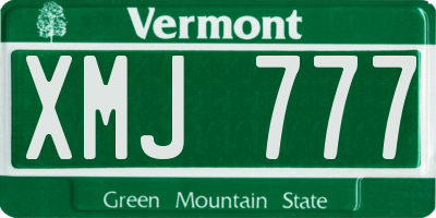 VT license plate XMJ777