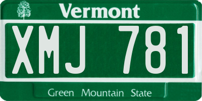 VT license plate XMJ781