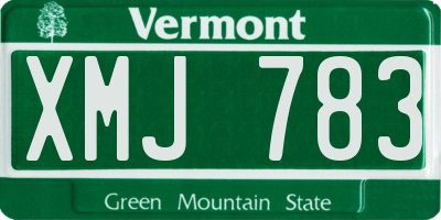 VT license plate XMJ783