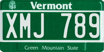 VT license plate XMJ789