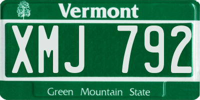 VT license plate XMJ792