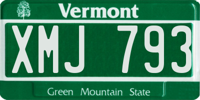 VT license plate XMJ793