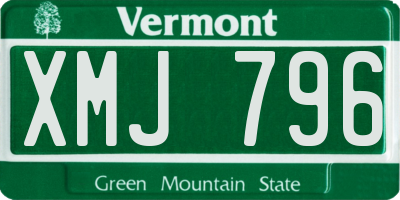VT license plate XMJ796