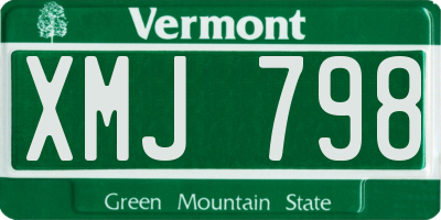 VT license plate XMJ798