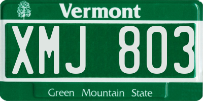 VT license plate XMJ803