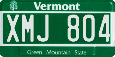 VT license plate XMJ804