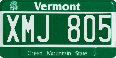 VT license plate XMJ805