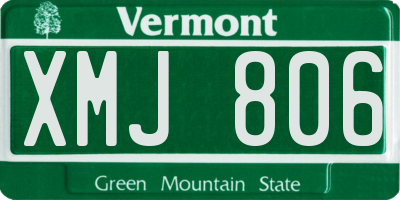VT license plate XMJ806