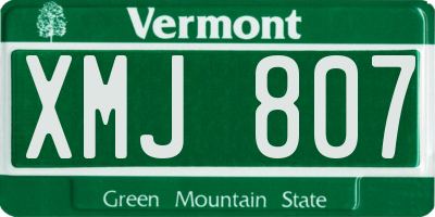 VT license plate XMJ807