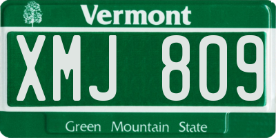 VT license plate XMJ809