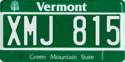 VT license plate XMJ815