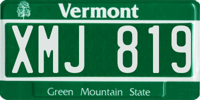 VT license plate XMJ819