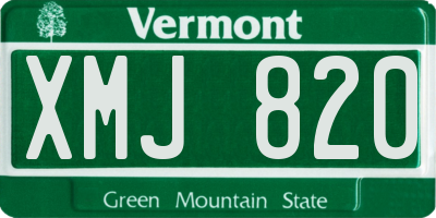 VT license plate XMJ820