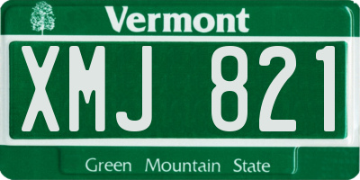 VT license plate XMJ821