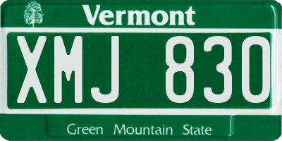VT license plate XMJ830