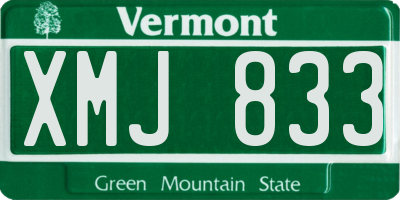 VT license plate XMJ833