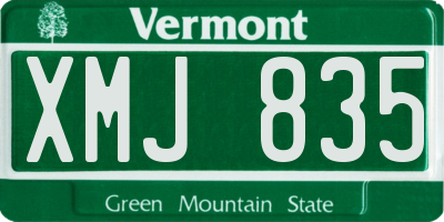 VT license plate XMJ835