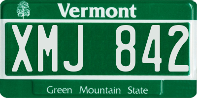 VT license plate XMJ842
