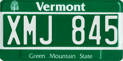 VT license plate XMJ845