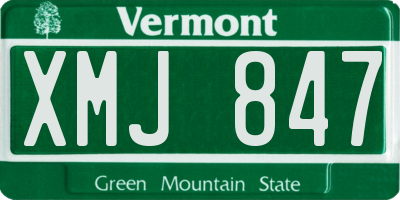VT license plate XMJ847