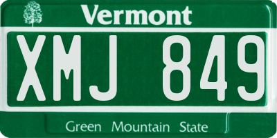 VT license plate XMJ849