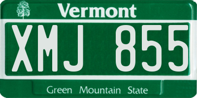 VT license plate XMJ855