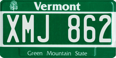 VT license plate XMJ862