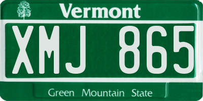 VT license plate XMJ865