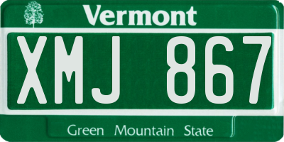 VT license plate XMJ867