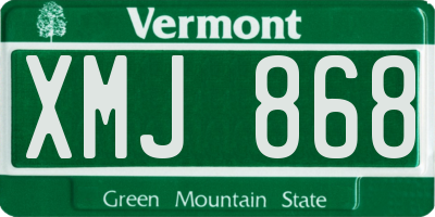 VT license plate XMJ868