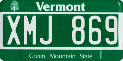 VT license plate XMJ869