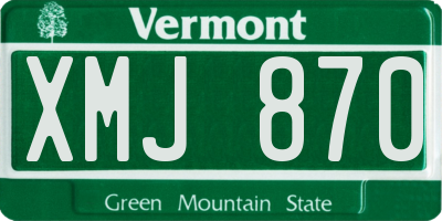 VT license plate XMJ870