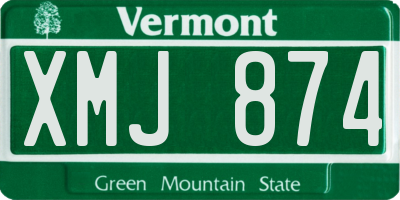 VT license plate XMJ874