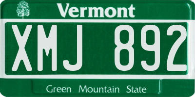VT license plate XMJ892