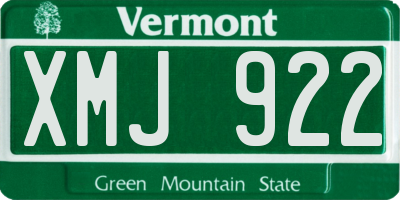 VT license plate XMJ922